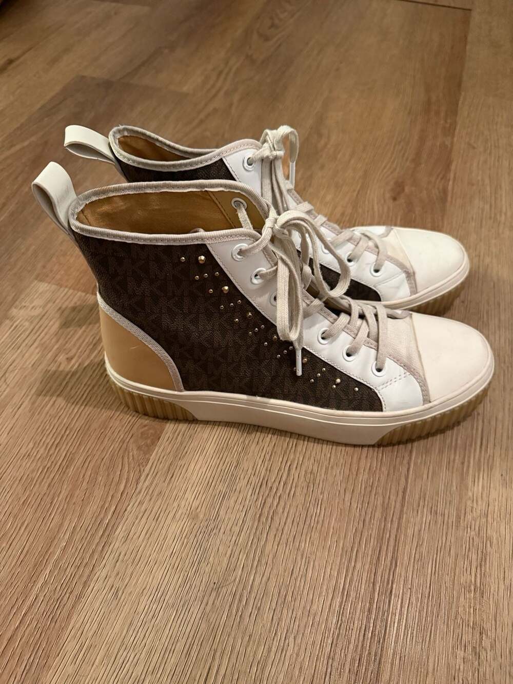 Michael Kors Logo Print High Top Sneakers Size 11M